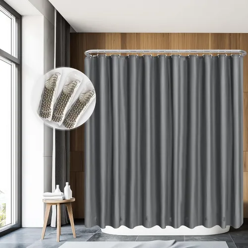 Vista 68 de Barossa Design - Forro de cortina estrecho de PEVA para ducha, con 3 imanes, impermeable, para cabina de baño pequeña, sin PVC, ojales metálicos