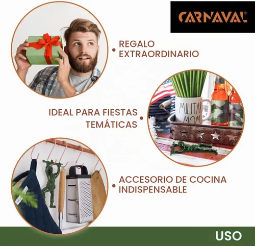 Vista 7 de Carnaval Abrebotellas Green Army Man - Divertido barman compatible, diseño de mini soldado de metal