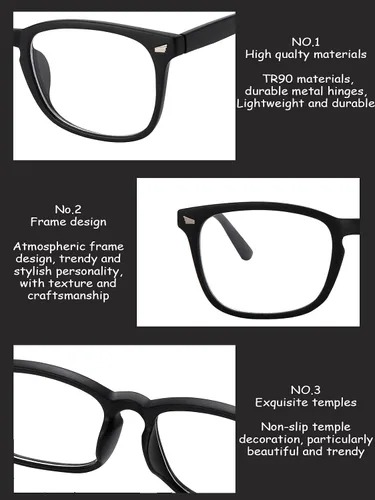 Vista 5 de Gafas sin receta para hombres y mujeres, lentes transparentes cuadradas