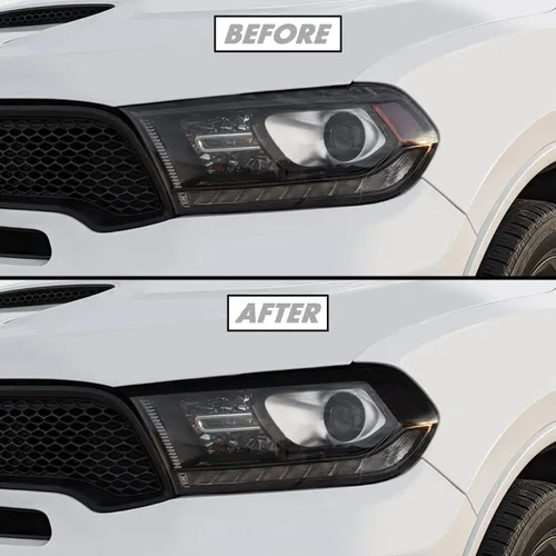 Vista 12 de SlickMod Tinte de humo de vinilo precortado para faros Dodge Durango 2011-2023 (20% humo oscuro, 1. faro)