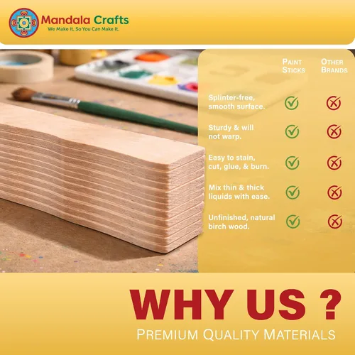 Vista 5 de Mandala Crafts 8 Inch Wooden Sticks Paint Stirrers for Acrylic Epoxy Resin