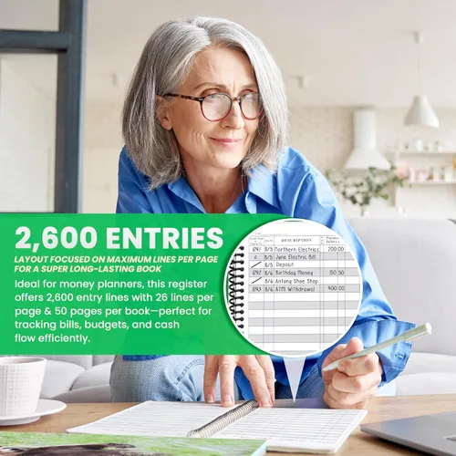 Vista 2 de The Superior Register Cuaderno para el registro de cheques y tarjetas de débito, sencillo cuaderno de control de cuentas y contabilidad financiera