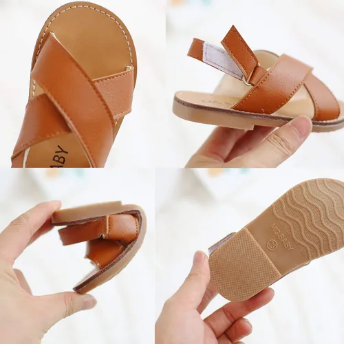 Vista 5 de DADAWEN - Sandalias para niña, para no mojarse, de verano, con tiras cómodas y planas (niñas pequeñas)