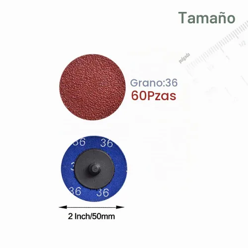 Vista 2 de Tshya Disco de bloqueo de rollo de cambio rápido, 60 unidades de discos de lijado de 36 pulgadas de grano 36 de 2 pulgadas, accesorios