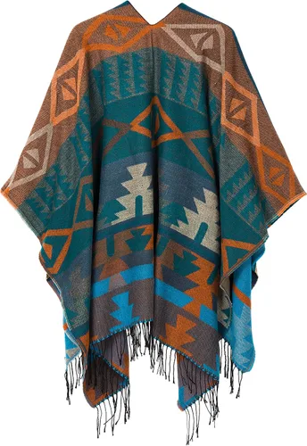 Vista 13 de Chales cálidos para mujer, cárdigan con frente abierto, estilo vintage, poncho