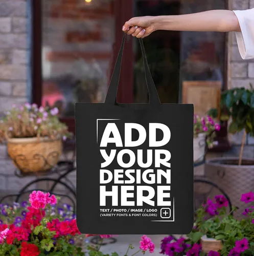 Vista 7 de shop4ever Diseño personalizado de encargo su propio bolso de compras reutilizable del bolso de compras de Eco del algodón del regalo personalizable