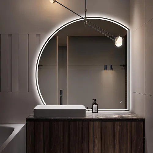Vista 19 de Niccy Espejo LED de baño, 32"x20" pulgadas, rectangular, espejos de tocador para montar en la pared, con marco de metal, espejo inteligente
