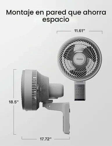 Vista 10 de PELONIS - Paquete de 2 ventiladores oscilantes de pared para interiores de Gris