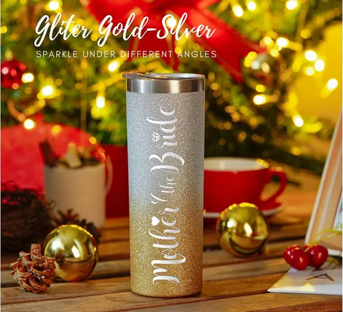 Vista 3 de Onebttl Regalos para madre de la novia, vaso delgado de acero inoxidable de 20 onzas con tapa y popote en fiesta de boda para novias, madres