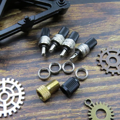 Vista 7 de Kit de reparación de válvulas de bicicleta de 20 piezas, válvula Dunlop, insertos de válvula de repuesto con sellos, tuercas y tapas de válvula +