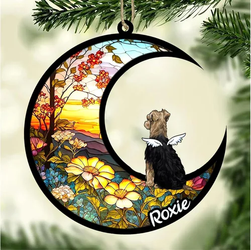 Vista 611 de LOVELYPOD Adorno de Navidad personalizado para perro Basset Hound (marrón) Basset Hound (marrón) adorno para atrapasoles de perro, razas de perros