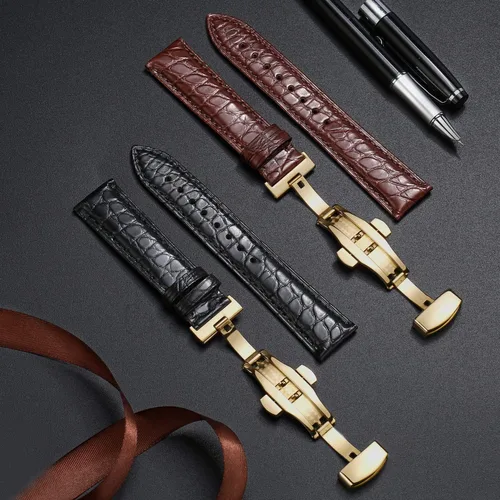 Vista 2 de Moran - Correa con estampado de cocodrilo y de cuero vacuno, para reloj de pulsera de 18 mm a 24 mm, para mujer y hombre