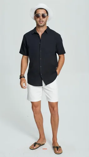 Vista 2 de JEKAOYI Mens Casual Linen Button Down Short Sleeve Shirts Beach Summer Spread Collar Pocket Tops