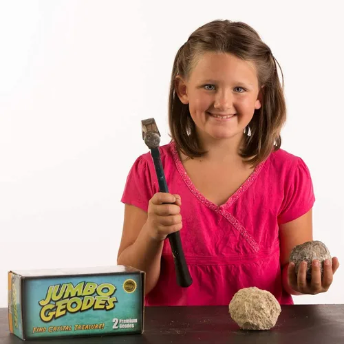 Vista 2 de Abre 2 geodas grandes – Abre tu propia geoda grande con cristales, kit de ciencias de la Tierra para niños para aprender geología, regalos