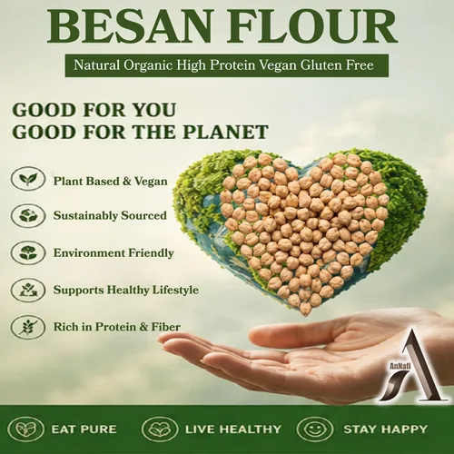 Vista 8 de AnNafi® Besan Harina Harina de garbanzo/garbanzo indio Natural orgánico alto en proteínas, vegano, sin gluten, sin OMG, Kadalai Paruppu/Garbanzo