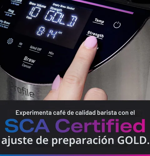 Vista 2 de GE Profile Smart Grind & Brew - Cafetera con Servicio Individual sin Cápsulas, Depósito de Agua de 90 oz, Jarra Térmica de 10 Tazas, Control de Voz