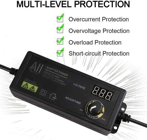 Vista 4 de 3V - 24V 1.5A 36W Kit de fuente de alimentación DC ajustable universal adaptador de CA Control de velocidad Pantalla de voltios Interruptor