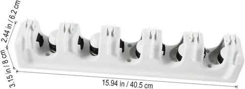 Vista 4 de HEMOTON Soporte de escoba para montaje en pared, estante de almacenamiento, fregona, clip para paraguas 5 bolas, 6 ganchos para garaje