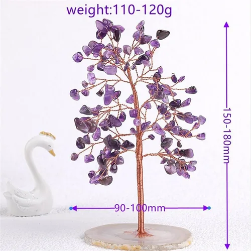 Vista 2 de Árbol de cristal con gemas para el dinero, árbol de cristal natural, amatista, cuarzo rosa, árbol de la suerte, decoración del hogar, ágata