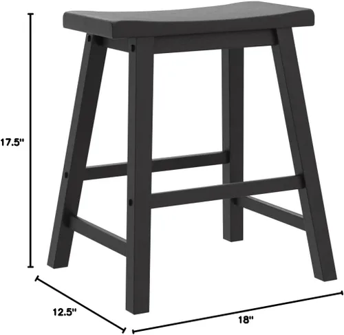 Vista 8 de Lexicon Finnian Saddle - Juego de 2 taburetes de madera maciza, taburetes de cocina para comedor, asientos de silla de mostrador sin brazos, Arena