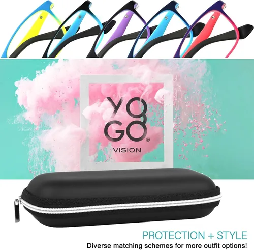 Vista 5 de Yogo Vision Kids Blue Light Blocking Glasses Computer Eyeglasses Boys Girls Square Frames Anti Strain Reduce Glare