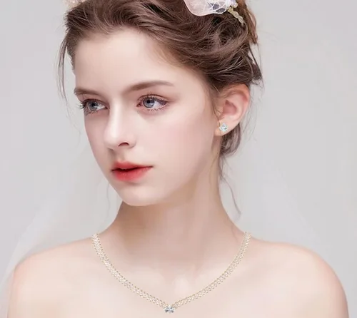Vista 7 de huiphong Juego de joyas de novia para mujer, collar de boda, joyería hipoalergénica para fiesta, circonita cúbica AAA blanca brillante, adecuado