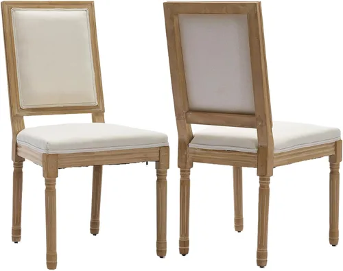 Vista 28 de ODUSE-DAILY French Country - Juego de 2 sillas de comedor de color caramelo, sillas de cocina y comedor, sillas de cocina de piel sintética, Ámbar
