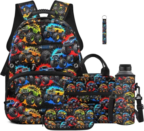 Vista 12 de Bulopur Eagle American Flag Print Kids Backpack Boys Elementary School 17 Inch Bookbag With Lunch Bag Water Bottle Holder Keychain Pencil Case 5