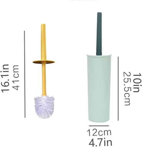 Vista 2 de Escobilla de inodoro y soporte, paquete de 2 cepillos de limpieza profunda, ergonómico, resistente, accesorios de baño de plástico, 1 paquete