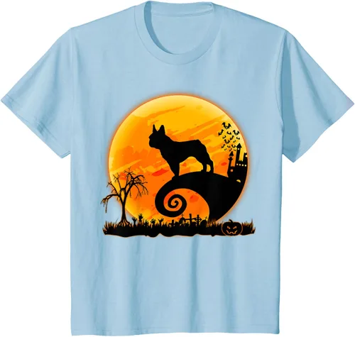 Vista 9 de Camiseta divertida de disfraz de Halloween para perro y luna de Bulldog francés, Negro, S