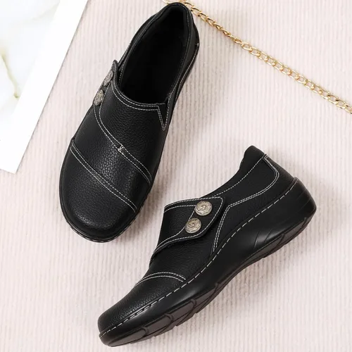 Vista 6 de Mocasines Penny y zapatos sin cordones para mujer, zapatos planos de cuero para conducir, cómodos zapatos de trabajo para caminar