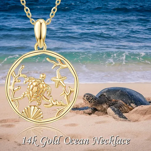 Vista 5 de Collar de oro real de 14k para amantes de animales, joyería delicada de verano, regalo para mujeres, amantes de los animales, regalo de San