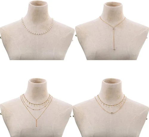 Vista 2 de Juego de 16 gargantillas con dijes ajustables collares para usar en capas para mujeres niñas