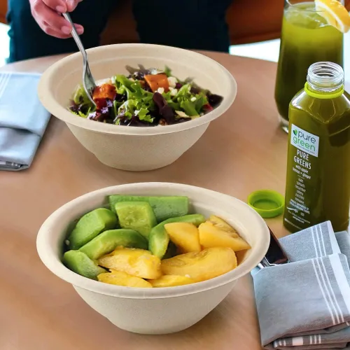 Vista 5 de Oomcu Paquete de 100 cuencos de sopa desechables pequeños de 8 onzas a granel, compostables y biodegradables, cuencos de papel reciclado resistentes