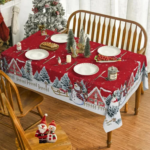 Vista 13 de Mantel rectangular de poliéster, manteles para mesas rectangulares de 6 pies, manteles de tela decorativa lavable para bodas, banquetes y campamento