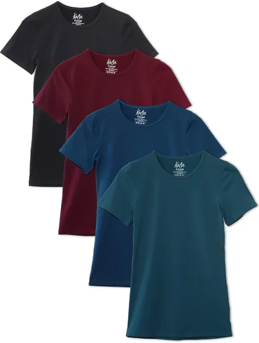 Vista 9 de Kalon Paquete de 4 camisetas con cuello redondo para mujer 4PK Negro