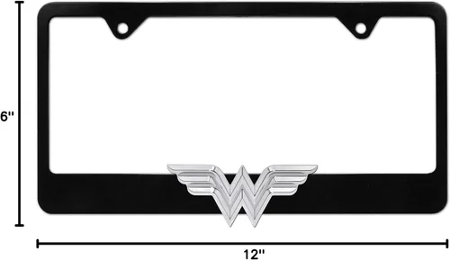 Vista 9 de Elektroplate - Placa de matrícula con licencia oficial DC Comics Mujer Maravilla Negra, completamente de metal, tamaño estándar, superhéroe, marco