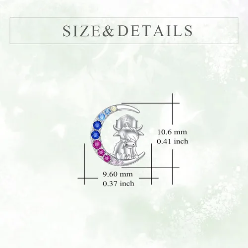 Vista 4 de YFN Aretes de tuerca de plata de ley con diseño de luna y animales lindos para mujeres y niñas