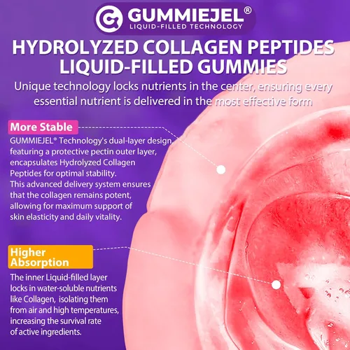 Vista 9 de Gomitas de colágeno para mujeres y hombres, 3000 mg, péptidos de colágeno hidrolizados con mezcla antioxidante y enzimas digestivas, colágeno