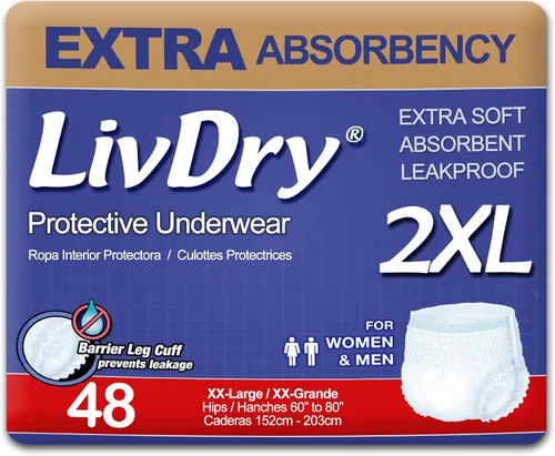 Vista 19 de LivDry Ropa interior para incontinencia para adultos, pañales de absorción extra para adultos, protección contra fugas, talla S, paquete de 20