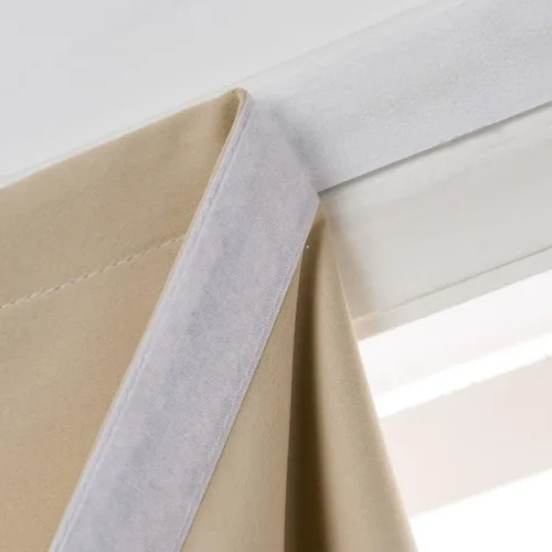 Vista 3 de GYROHOME Cortinas opacas autoadhesivas con diseño superior para ventana de cocina, paneles de cortina con aislamiento térmico y alzapaños sin Beige