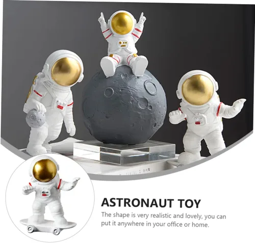 Vista 2 de Mini estatua adorable figura de astronauta para decoración del hogar como regalo para niño y niña, diseño para fiestas y oportunidades fotográficas