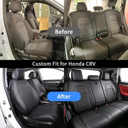 Vista 7 de EKR Juego completo de fundas de asiento de coche para Honda CRV 2017-2022 Negro