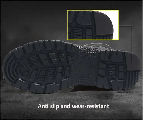 Vista 6 de Botas de trabajo tácticas militares para hombres con cremallera lateral Botas de combate del ejército