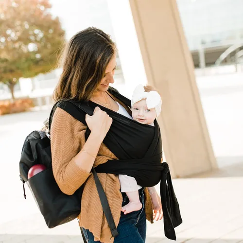 Vista 6 de JJ Cole Agility Flex Cargador de bebé elástico – Portabebés de recién nacido a niño pequeño – Talla única para la mayoría de los padres – Mujeres