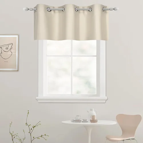 Vista 34 de DECOVSUN Cenefa de cortina opaca amarilla brillante para ventanas de cocina, cenefa opaca con ojales para dormitorio, cenefa corta y recta para sala