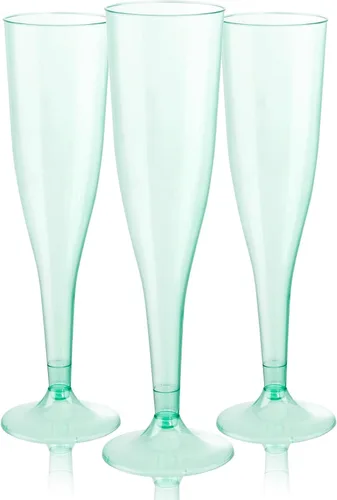 Vista 10 de WDF - Juego de 36 copas de champán de plástico azul transparente, 7 onzas, copas de champán desechables para fiestas, bodas, cumpleaños, primavera