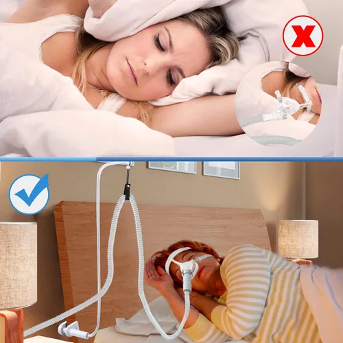 Vista 7 de Jakia Soporte para manguera CPAP, gancho organizador y soporte para minimizar el enredo de la manguera y las fugas de aire con ángulos ajustables