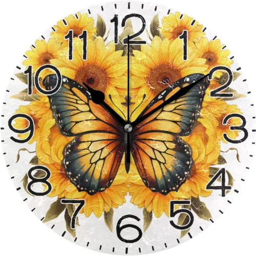 Vista 18 de ALAZA Reloj de pared de mármol marrón natural, funciona con pilas, sin tictac, silencioso, de cuarzo, analógico, rústico, rústico, reloj redondo