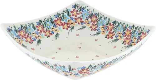 Vista 7 de Blue Rose Polish Pottery – Plato cuadrado Atlantis amarillo – 8 x 8 pulgadas – Hermoso cuenco para servir para ocasiones especiales, cenas o comidas